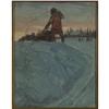 Image 1 : OIL PAINTING DOG SLED RIDER SNOWY LANDSCAPE