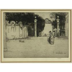 ETCHING EDWARD MILLINGTON SYNGE ENGLISH SCENE
