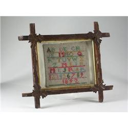 ANTIQUE CROSS STITCH ''1982'' ARTS & CRAFTS FRAME