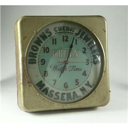 VINTAGE BROWNS CREDIT JEWELERS WALL CLOCK