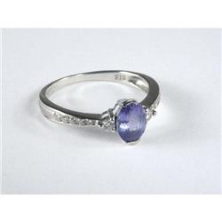 PLATINUM, TANZANITE AND DIAMOND LADY'S RING