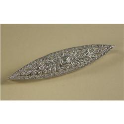 ART DECO STYLE 18K WHITE GOLD & DIAMOND BROOCH