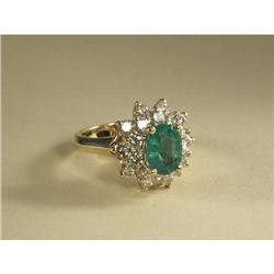 EMERALD AND DIAMOND LADY'S RING IN 14K GOLD