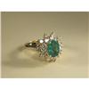 Image 1 : EMERALD AND DIAMOND LADY'S RING IN 14K GOLD