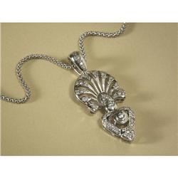 ART DECO STYLE 14K GOLD DIAMOND PENDANT W/ CHAIN
