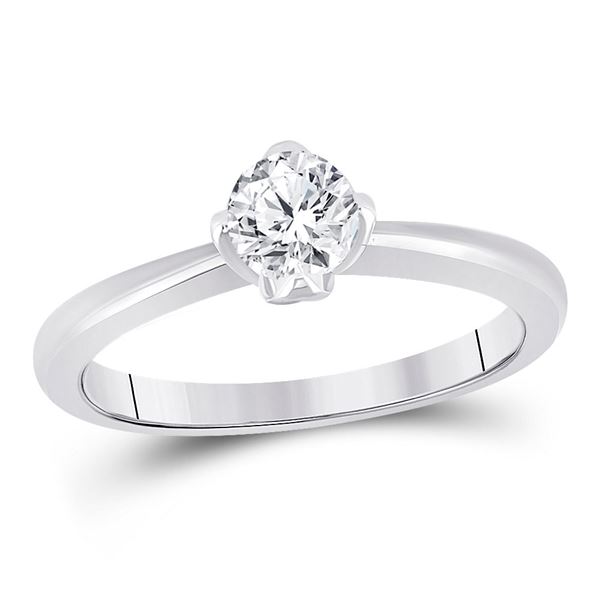 Diamond Solitaire Bridal Wedding Engagement Ring 1/2 Cttw 14kt White Gold