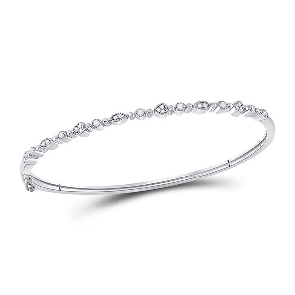 Diamond Stackable Bangle Bracelet 1/3 Cttw 10kt White Gold