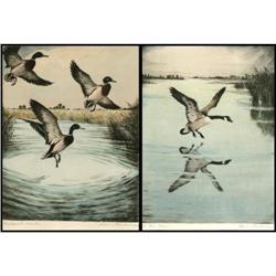 275: Hans Kleiber, 2 Hand Colored Etchings