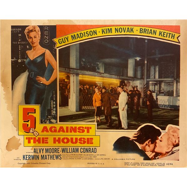 5 Against the House original 1955 vintage lobby card