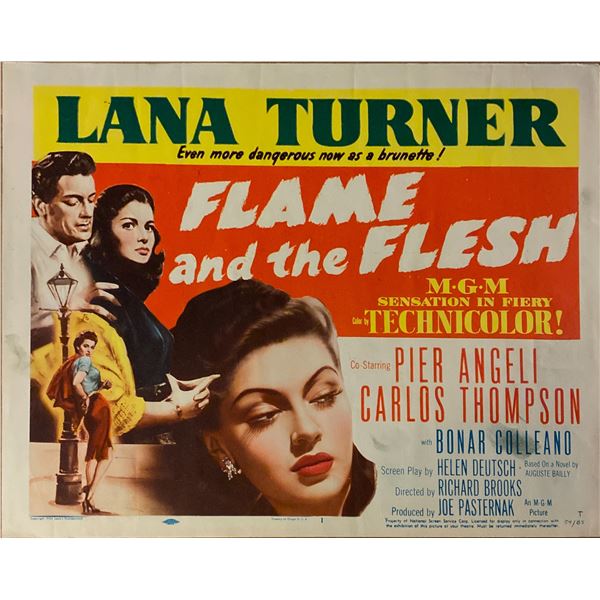 Flame and the Flesh original 1954 vintage lobby card