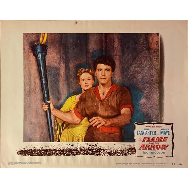 The Flame and the Arrow original 1950 vintage lobby card