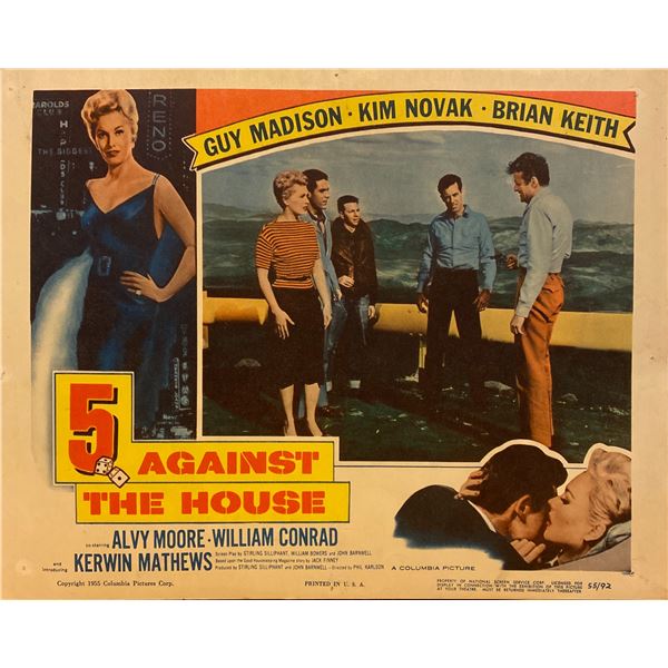 5 Against the House original 1955 vintage lobby card