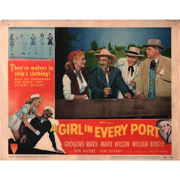 A Girl in Every Port original 1952 vintage lobby card