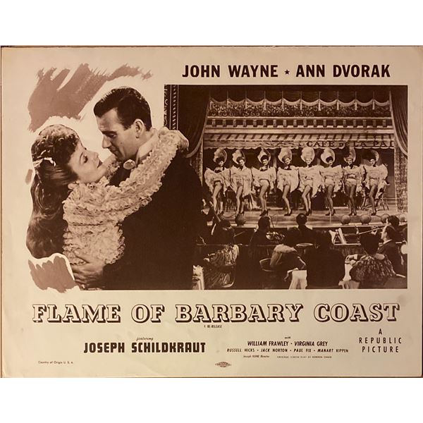 Flame of the Barbary Coast original vintage lobby card