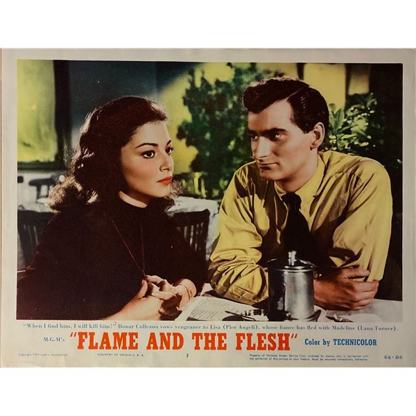 Flame and the Flesh original 1954 vintage lobby card