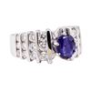 Image 1 : 2.56 ctw Blue Sapphire And Diamond Ring - 14KT White Gold