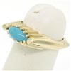 Image 2 : 14k Gold Ribbed Marquise Cabochon Robin Egg Turquoise Solitaire Ring