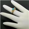 Image 6 : 14k Gold Ribbed Marquise Cabochon Robin Egg Turquoise Solitaire Ring