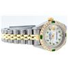 Image 4 : Rolex Ladies 2 Tone MOP Diamond & Emerald Datejust Oyster Perpetual Wristwatch
