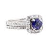 Image 1 : 1.66 ctw Sapphire And Diamond Ring And Attached Band - 14KT White Gold