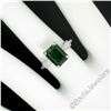 Image 3 : Vintage 18kt White Gold 2.62 ctw Green Tourmaline Solitaire and Diamond Ring