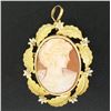Image 6 : Vintage 18k Two Tone Gold Carved Shell Cameo Open Work Frame Brooch Pin Pendant