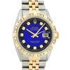 Image 1 : Rolex 2T Blue Vignette Pyramid Diamond Oyster Perpetual Datejust 36MM