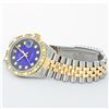Image 5 : Rolex 2T Blue Vignette Pyramid Diamond Oyster Perpetual Datejust 36MM