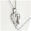 Image 5 : 10kt White Gold Pave Set Single Cut Diamond Open Heart Flower Cluster Pendant Ne