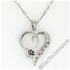 Image 6 : 10kt White Gold Pave Set Single Cut Diamond Open Heart Flower Cluster Pendant Ne