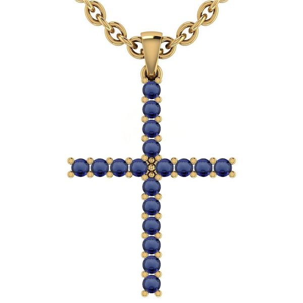 Certified 0.54 Ctw Blue Sapphire 18k Yellow Gold Pendan