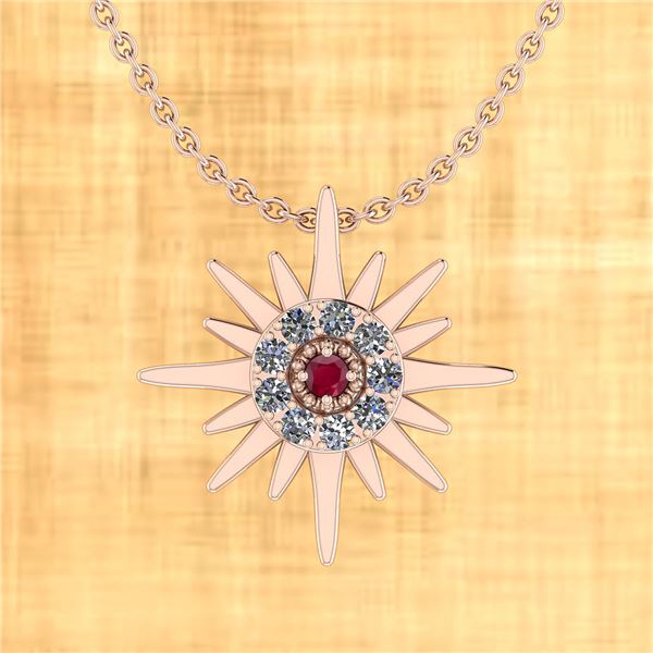 Certified 0.72 Ctw Ruby And Diamond VS/SI1 18k Rose Gol