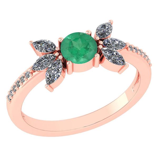 Certified 1.11 Ctw Emerald And Diamond 14k Rose Gold Ha