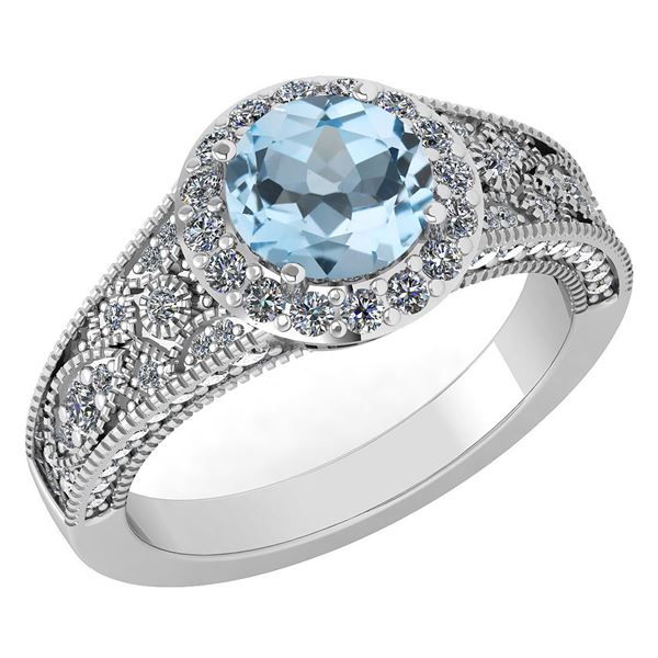 Certified 1.84 Ctw Blue Topaz And White Diamond VS/SI1