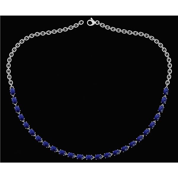 Certified 12.50 Ctw Blue Sapphire Oval Shape Necklace F