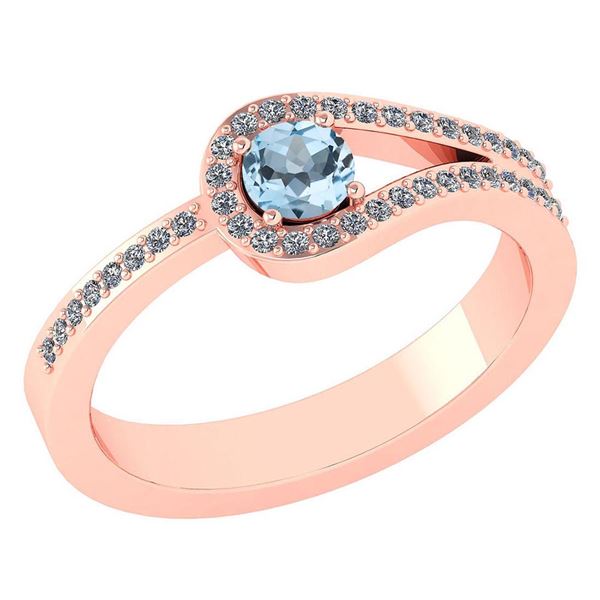 Certified 1.30 Ctw Aquamarine And Diamond 14k Rose Gold