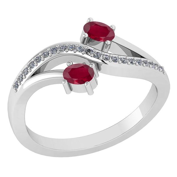 Certified 0.53Ctw Ruby And Diamond 14k White Gold Halo