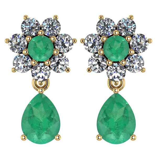 Certified 4.86 Ctw Emerald And Diamond 14k Yellow Gold