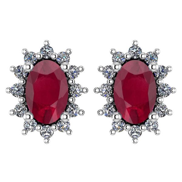 Certified 1.24 Ctw Ruby And Diamond 14k White Gold Halo