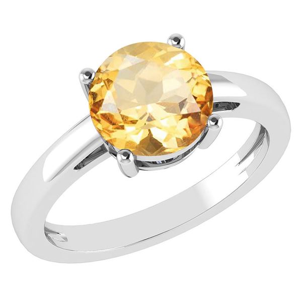 Certified 2.00Ctw Genuine Citrine 14k White Gold Halo R