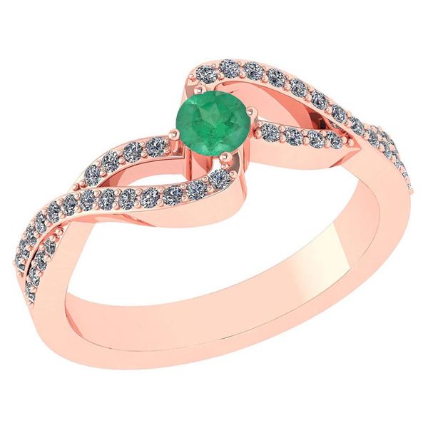 Certified 0.61 Ctw Emerald And Diamond 18K Rose Gold Ha