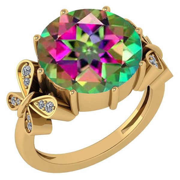 Certified 6.20 Ctw Mystic Topaz And Diamond VS/SI1 Ring