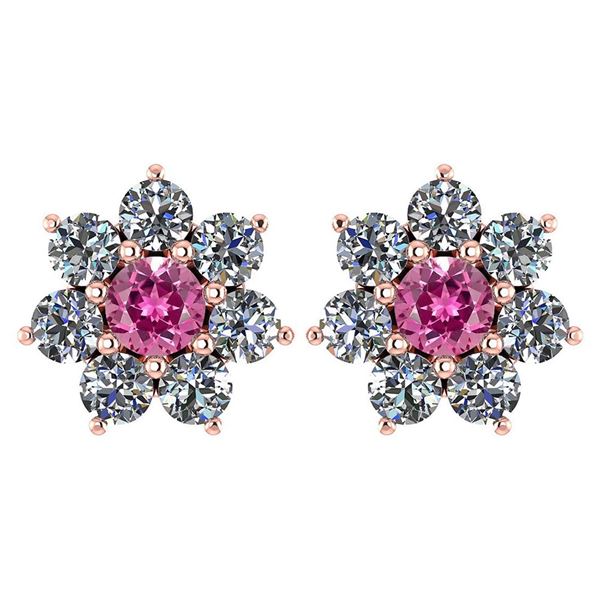 Certified 1.86 Ctw Pink Tourmaline And Diamond 18K Rose