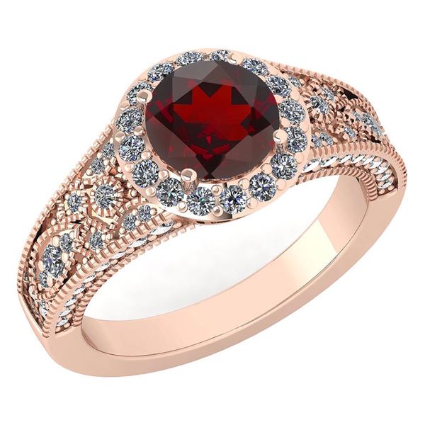 Certified 1.84 Ctw Garnet And Diamond VS/SI1 Halo Ring