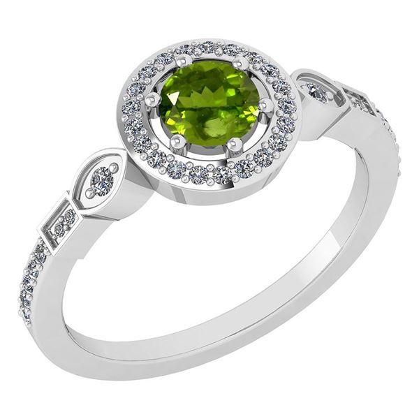 Certified 0.65 Ctw Peridot And Diamond Platinum Gold Ha