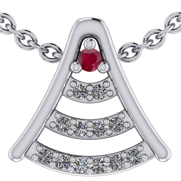 Certified 0.075 Ctw Ruby And Diamond 14k White Gold Hal