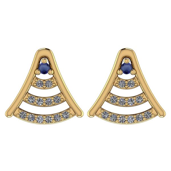 Certified 0.15 Ctw Blue Sapphire And Diamond 14k Yellow