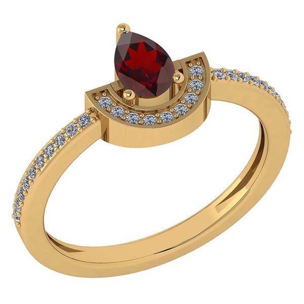 Certified 0.64 Ctw Garnet And Diamond 18k Yellow Gold R