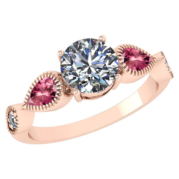 Certified 1.89 Ctw Pink Tourmaline And Diamond Wedding/