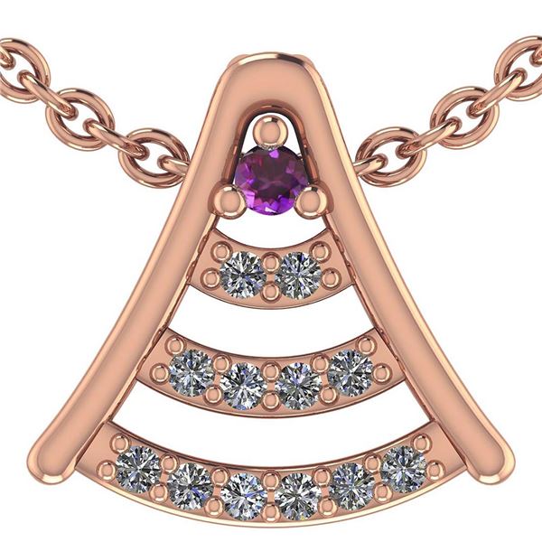 Certified 0.075 Ctw Amethyst And Diamond 14k Rose Gold